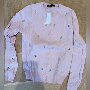 Ann Taylor Light Pink Embroidered Cardigan
